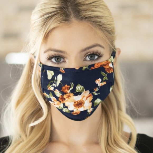 Trend Setter Diva Boutique Accessories - 2 for 20! Navy Floral Face mask
